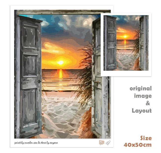 DIY Beach Sunset Acrylic Painting By Numbers - Creative Serenity
