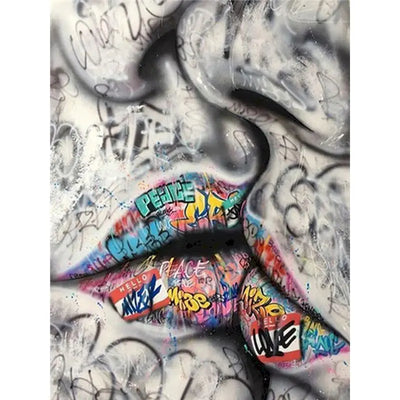 DIY Graffiti Kiss Painting By Numbers Art - Creative Serenity