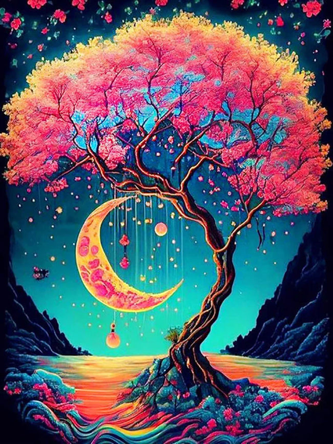 DIY Moon Tree 5D Diamond Art Painting 30x40cm - Creative Serenity