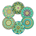 6 Pack - DIY Green Mandala Diamond Art Coasters - Creative Serenity