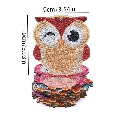 DIY Kids Owl Diamond Art Coasters - 10 Pack - Creative Serenity