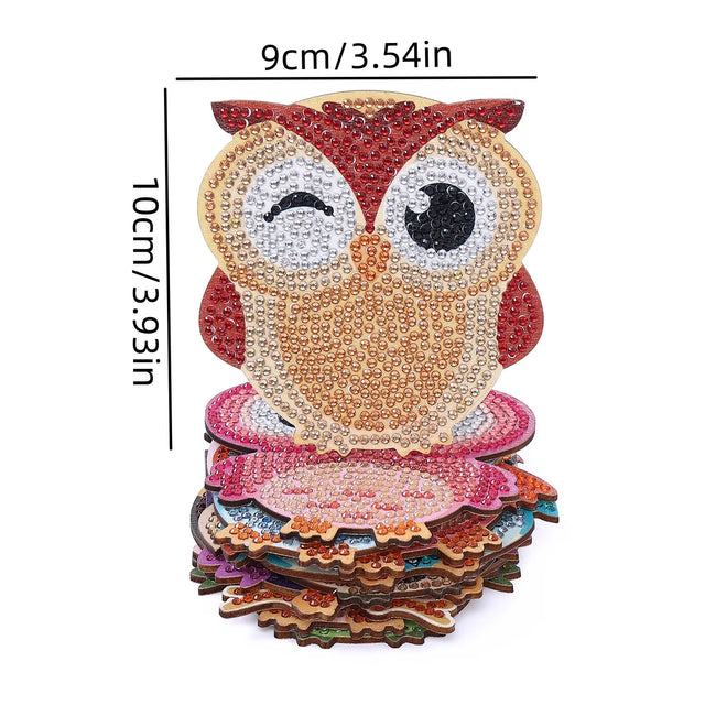 DIY Kids Owl Diamond Art Coasters - 10 Pack - Creative Serenity