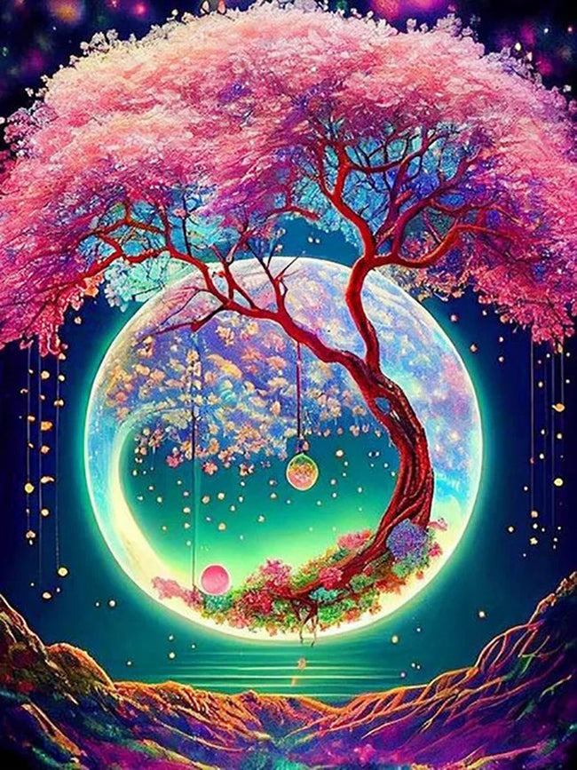 DIY Moon Tree 5D Diamond Art Painting 30x40cm - Creative Serenity