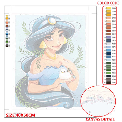 DIY Jasmine Oil Painting By Numbers Princess - Creative Serenity