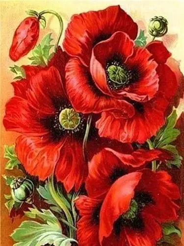 DIY Red Flower 5D Diamond Art Painting 30x40cm - Creative Serenity
