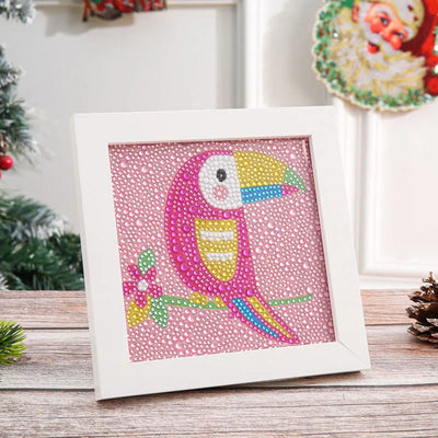 DIY Kids Parrot Diamond Art Painting 15x15cm - Creative Serenity