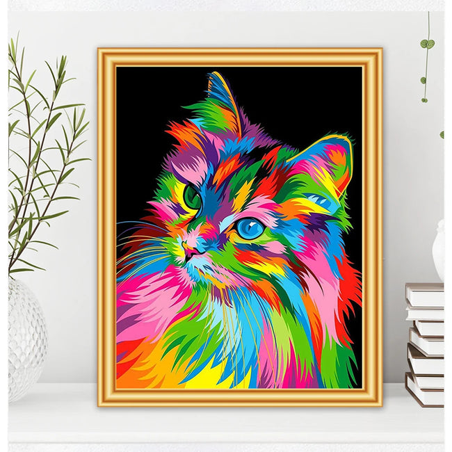 DIY Rainbow Cat Diamond Art Painting Animals - Creative Serenity