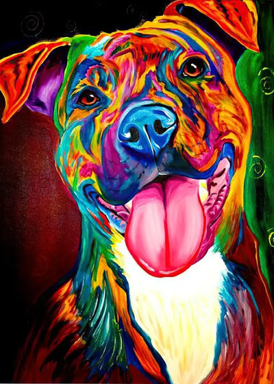 DIY Rainbow Pitbull Dog Diamond Art Painting Animals - Creative Serenity