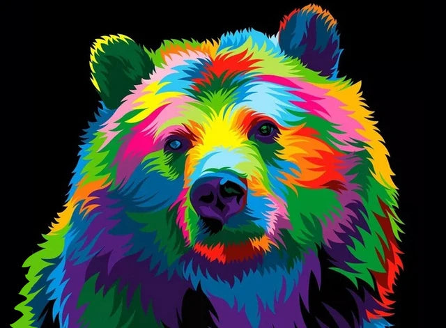 DIY Rainbow Bear Diamond Art Painting Animals - Creative Serenity